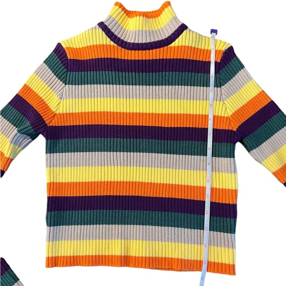 CIDER WOMENS COLORFUL STRIPED CROPPED TURTLENECK NWT - Picture 7 of 9